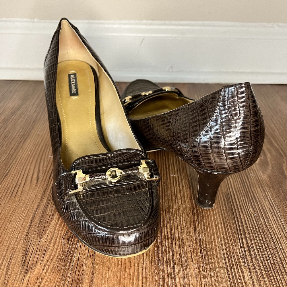 Alex Marie Brown Leather Heels - 8.5